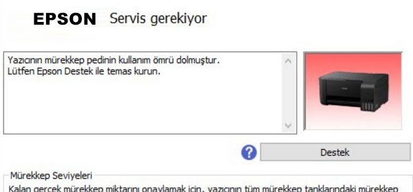 Epson Atık Mürekkep Pad (Ped) Reset Hatası Çözümü